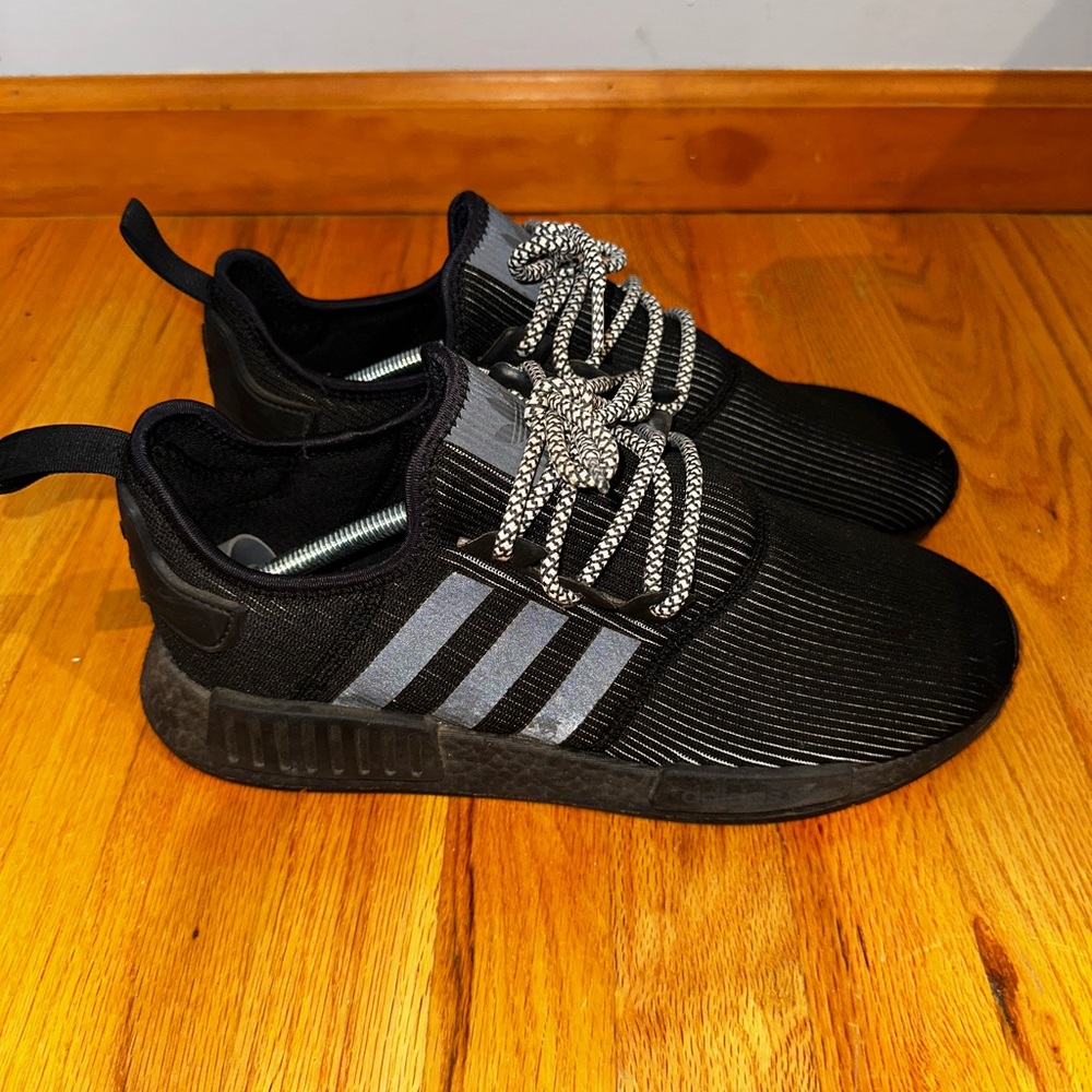 Adidas NMD triple black with reflective laces